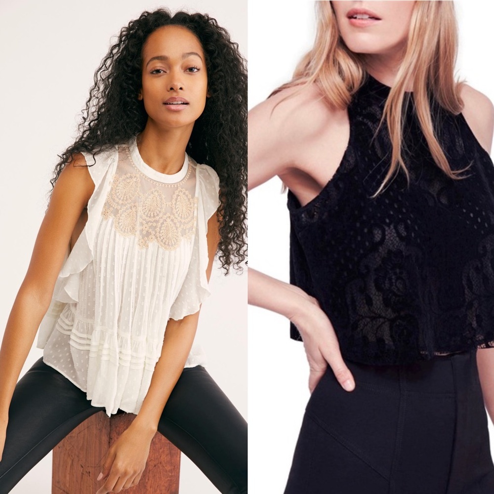FP Angels & Demons Bundle: Velvet Lace Overlay Crop Top + Party’s Not Over Top